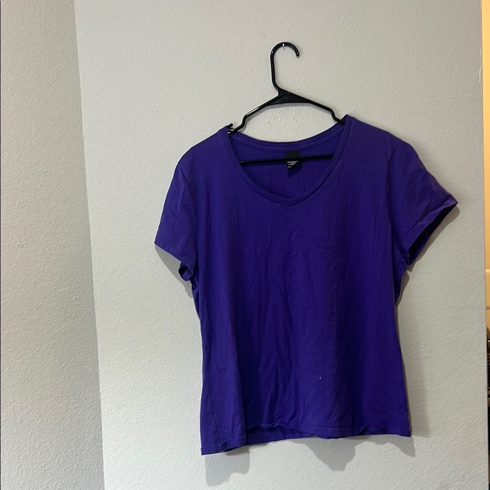 Hanes Blue Fitted Crop Short Sleeve T-Shirt